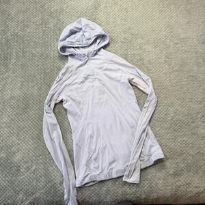 LULULEMON Light Blue Fitted Long Sleeve Hooded Activewear Pullover Wmns M